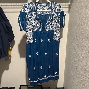 Blue Embroidered Dress